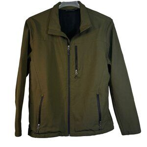 SwissTech Mens Green Jacket LG 42 44 Polyester & Spandex ZipUp Pockets Outdoor
